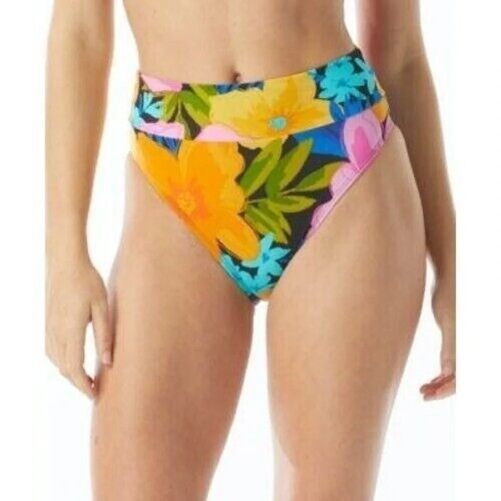Sundazed Swim Bottom Cora High Waist Swimsuit Floral Print Bikini Tropical‎ Sz M